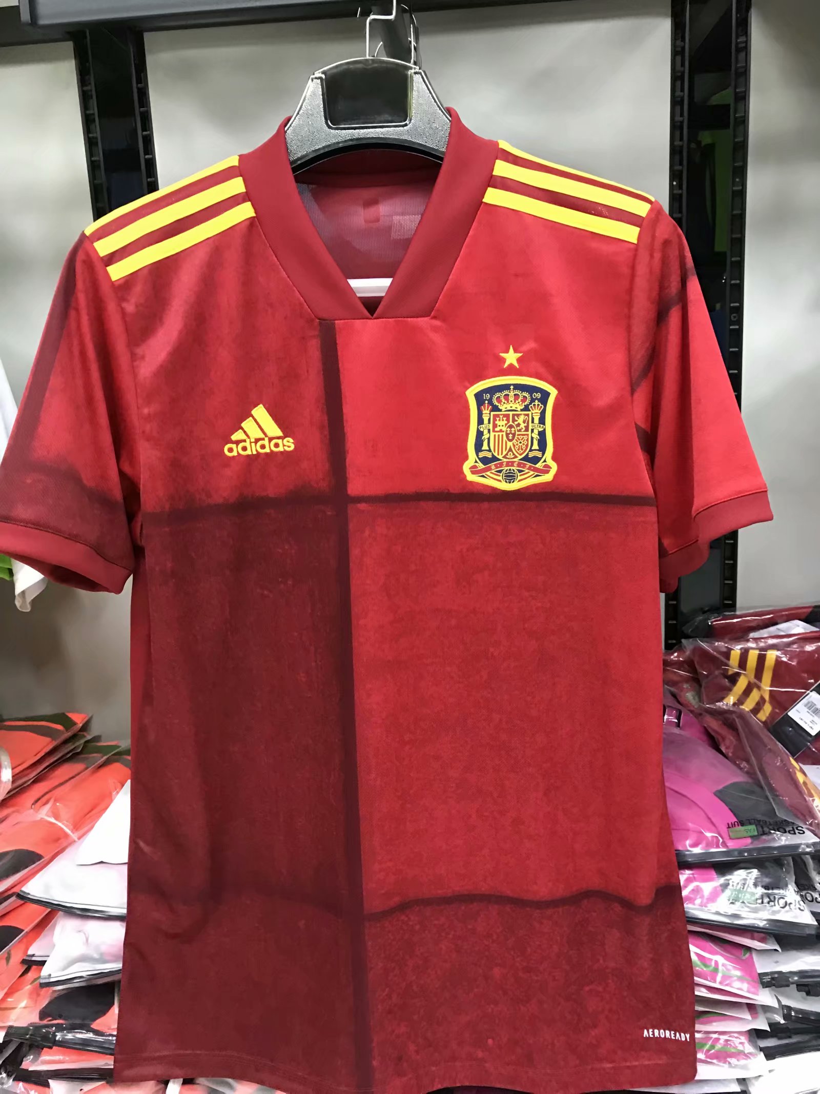 No stock Spain home 2020 European Cup jersey