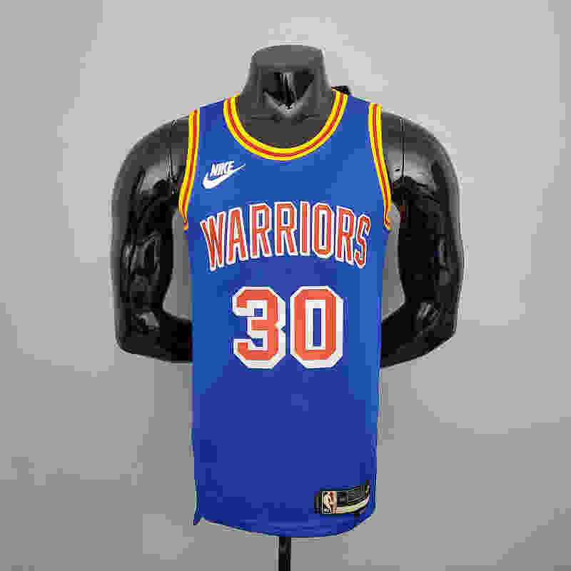 75th Anniversary Curry #30 Warriors Retro Blue NBA Jersey S-XXL(93B1)