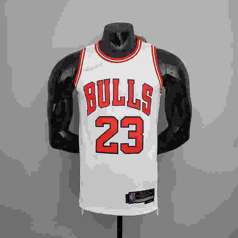 75th Anniversary Jordan #23 Bulls White NBA Jersey S-XXL(47DF)