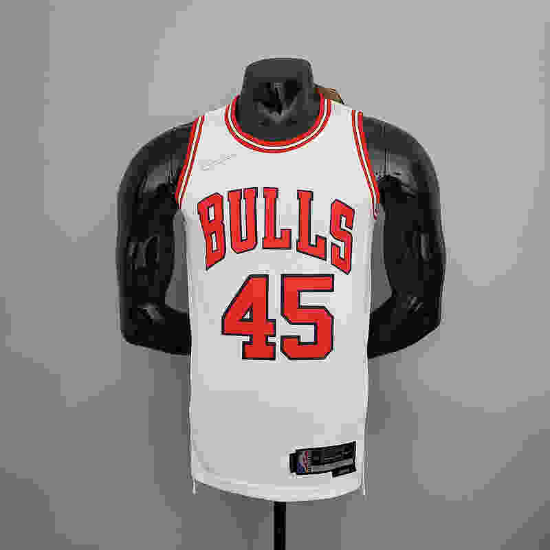 75th Anniversary Jordan #45 Bulls White NBA Jersey S-XXL(797B)