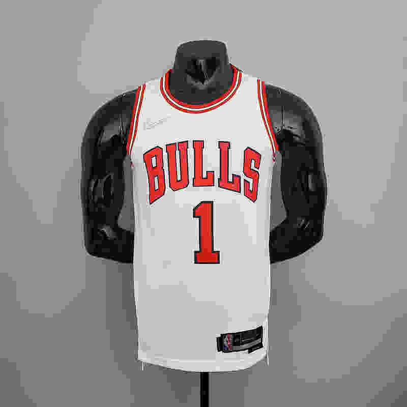 75th Anniversary Rose #1 Bulls White NBA Jersey S-XXL(8E96)