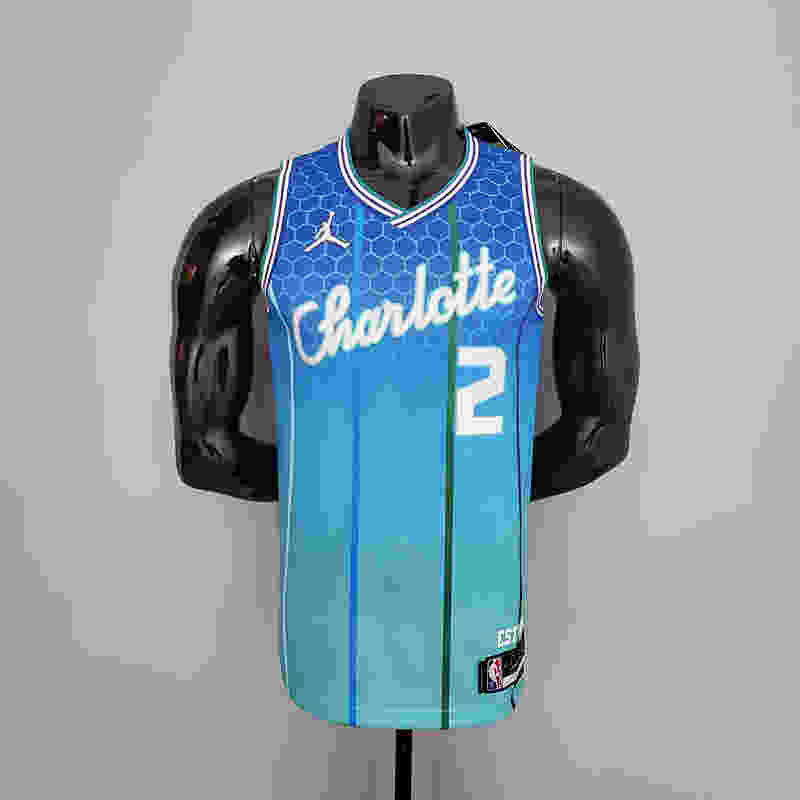 2022 BALL#2 Hornets City Edition Blue NBA Jersey S-XXL