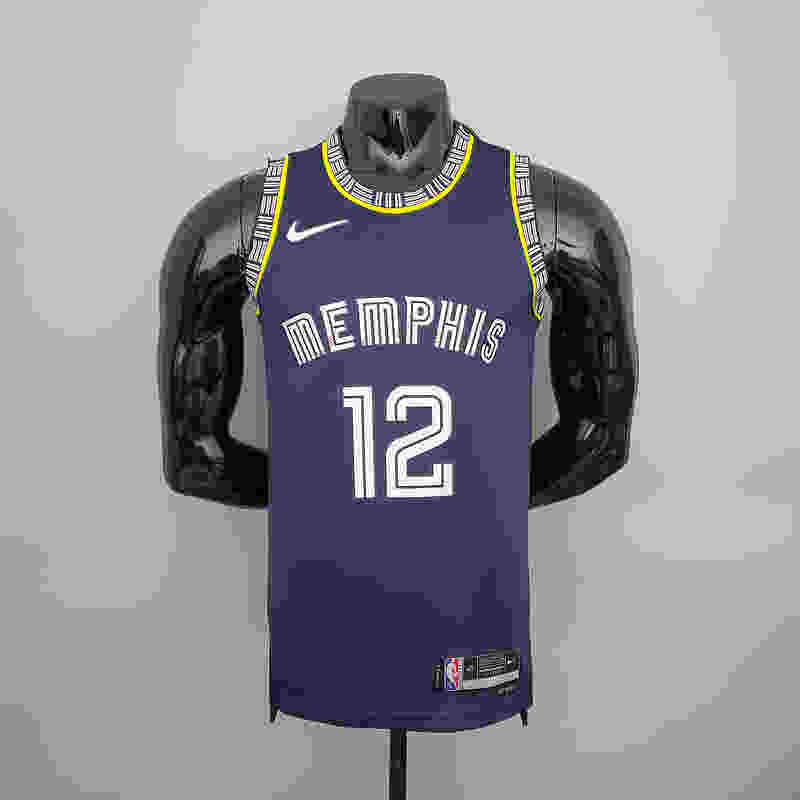 2022 season morant#12 Grizzlies City Edition Royal Blue NBA Jersey S-XXL