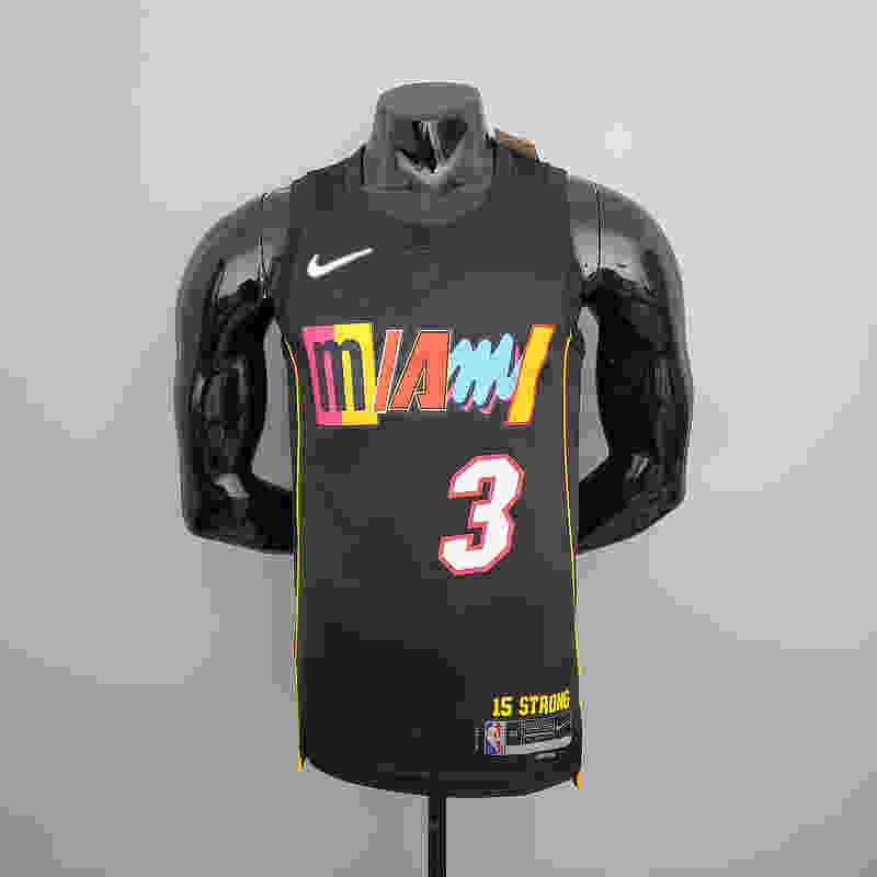 2022 season Wade #3 Heat City Edition Black NBA Jersey S-XXL