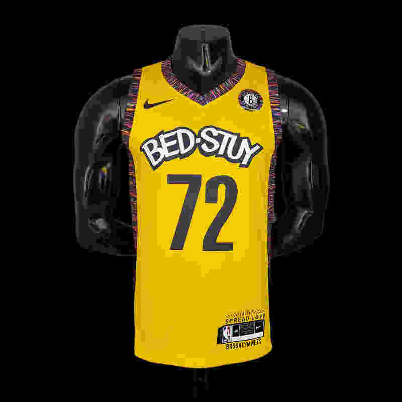 BIGGIE#72 Brooklyn Nets Commemorative Edition Yellow NBA jersey Size︰S-XXL