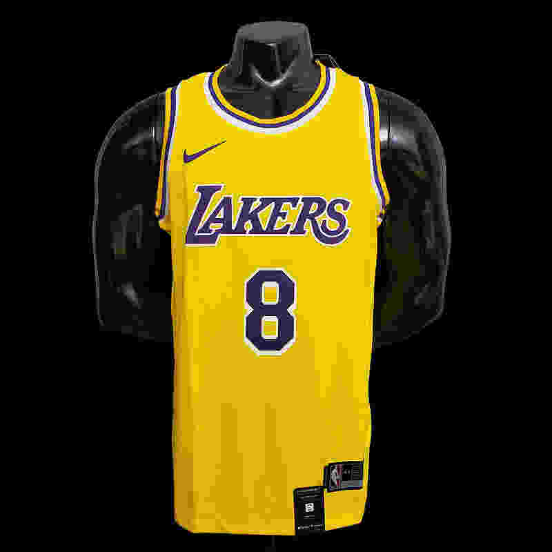 Bryant #8 Lakers Round neck yellow NBA jersey SizeXS-XXL Nike connect recognitio