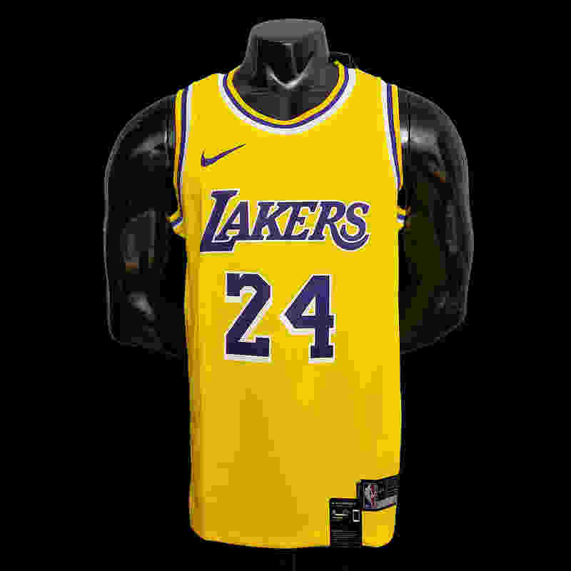 Bryant #24 Lakers Round neck yellow NBA jersey SizeXS-XXL Nike connect recogniti