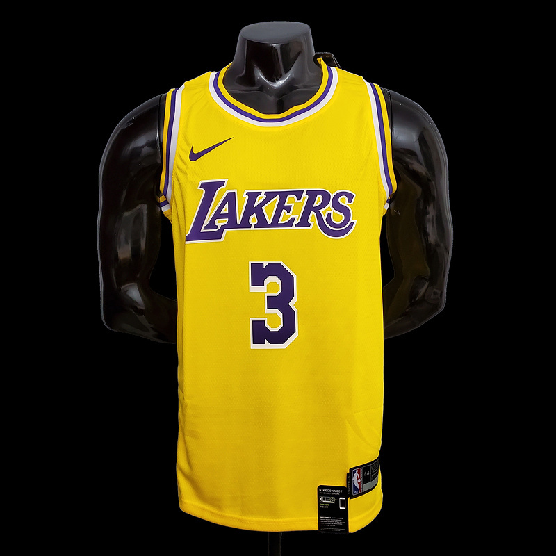 DAVIS #3 Lakers Round neck yellow NBA jersey SizeXS-XXL Nike connect recognition