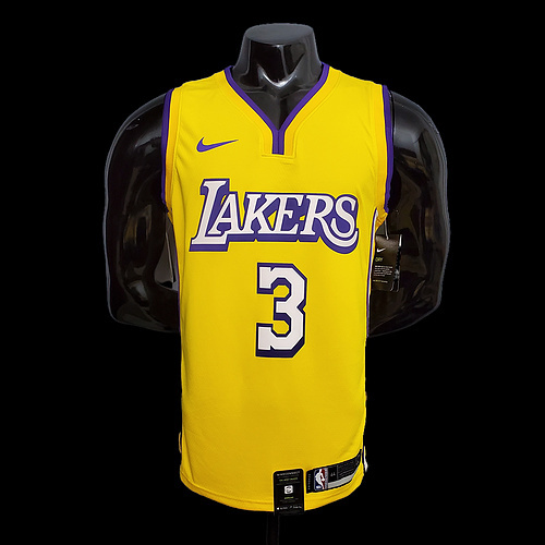 DAVIS #3 Lakers V-neck City Edition yellow NBA jersey Size︰XS-XXL Nike connect r