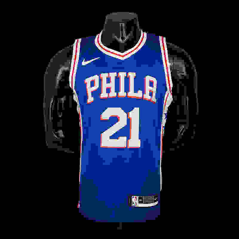 EMBIID#21 Detroit Pistons blue NBA jersey Size︰S-2XL