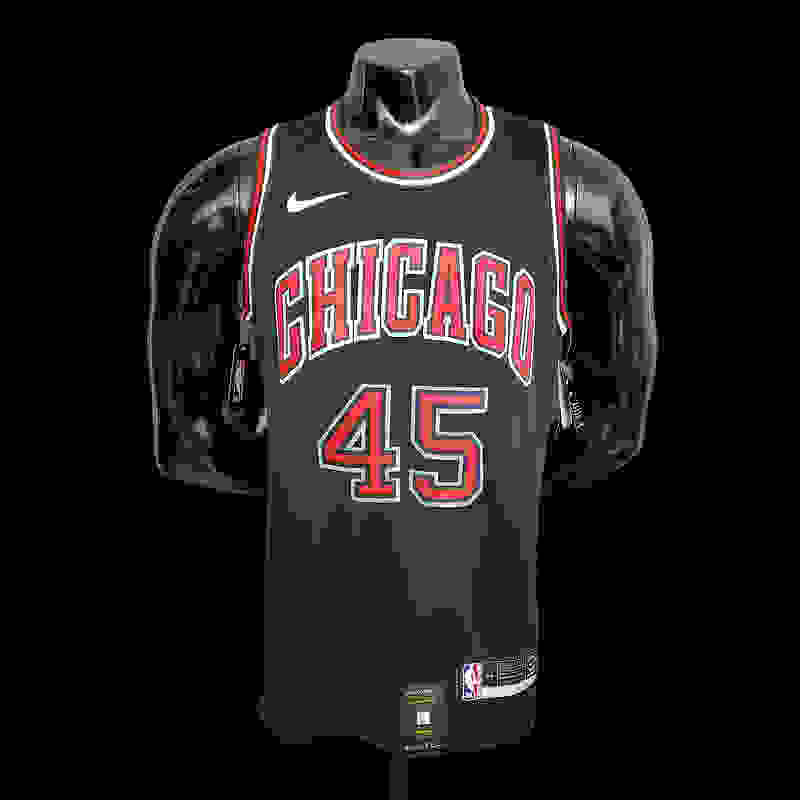 JDRDAN#45 Chicago Bulls Black NBA jersey Size S-XXL Nike connect recognition