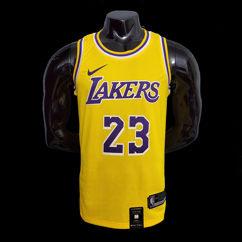 New James #23 Lakers Round neck yellow NBA jersey SizeXS-XXL