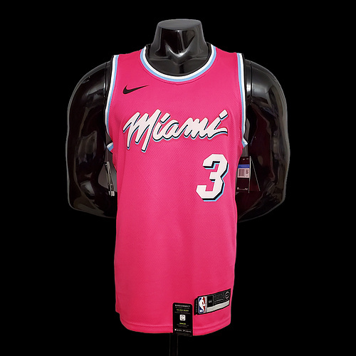 WADE #3 Miami Heat V-neck pink NBA jersey SizeXS-XXL Nike connect recognition