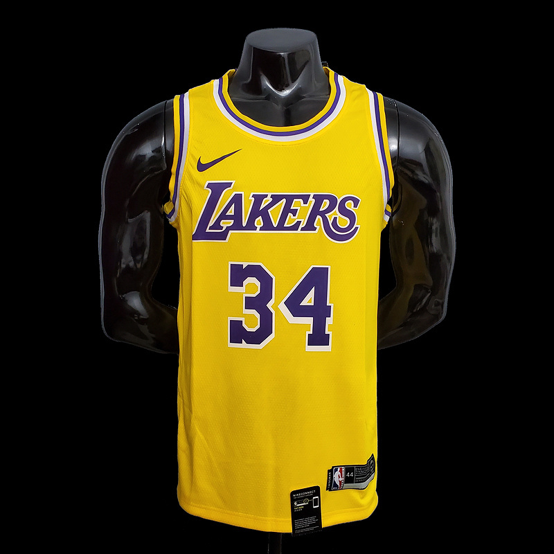 O'Neal #34 Lakers Round neck yellow NBA jersey SizeXS-XXL Nike connect recogniti