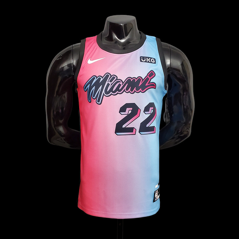 New Miami Heat BUTLER #22 City Edition Pink Blue Gradient Color S-XXL 