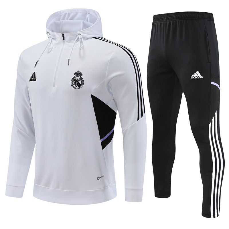 2022-2023 Real Madrid adult hooded sweater half pulled plush