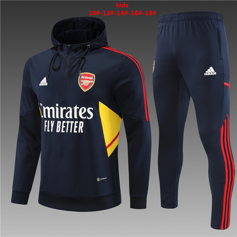 2022/2023 Arsenal Kids kit Pullover half-pull  hooded sweater plush