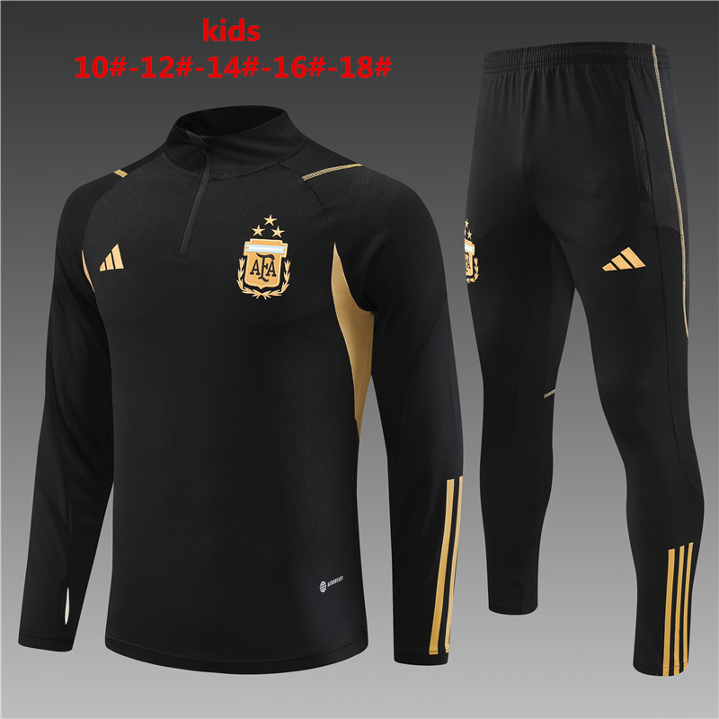 2023-2024 Argentina kids  Long Sleeve Half Pull Training Suit Set