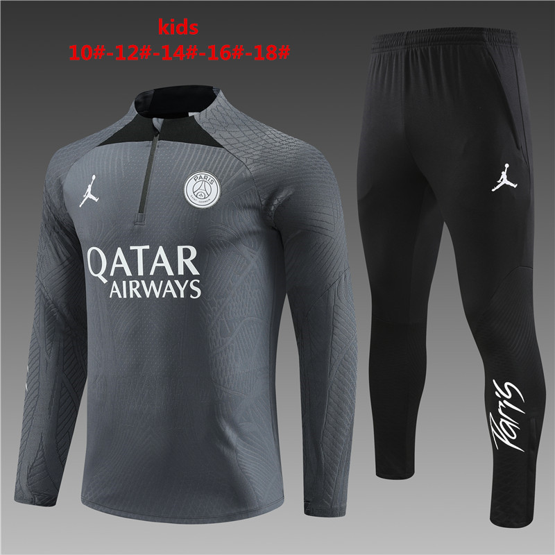 2023-2024  Paris Saint Germain kids   Long Sleeve Half Pull Training Suit Set  psg