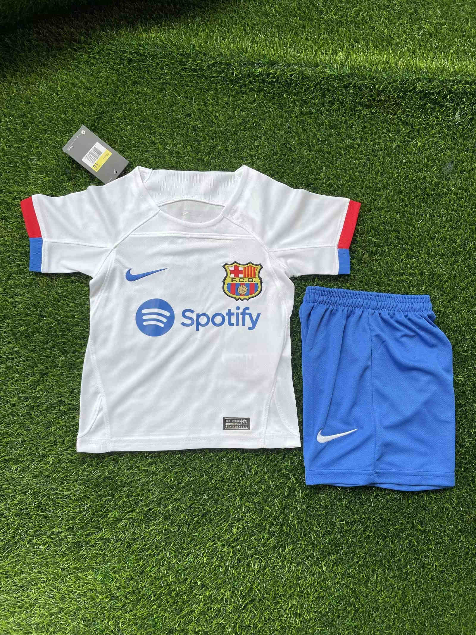 2023-2024 FC Barcelona away kids kit  soccer jersey