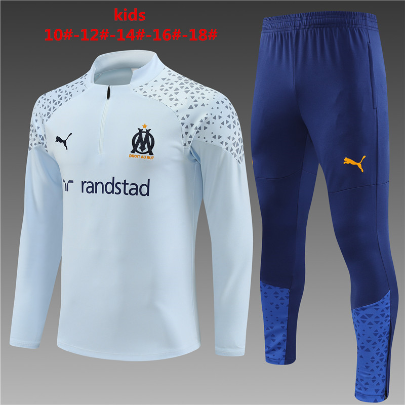 2023-2024 Marseille  KIDS   Long Sleeve Half Pull Training Suit Set