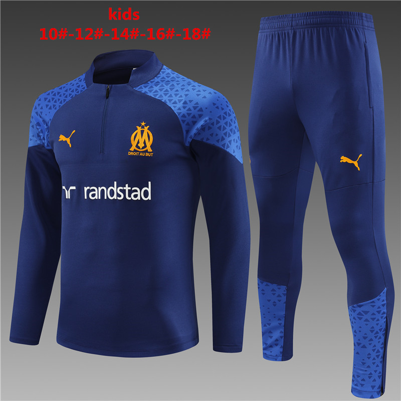 2023-2024 Marseille  KIDS   Long Sleeve Half Pull Training Suit Set