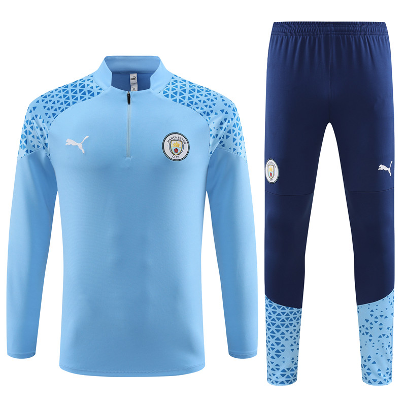 2023-2024  Manchester City AdultLong Sleeve Half Pull Training Suit Set
