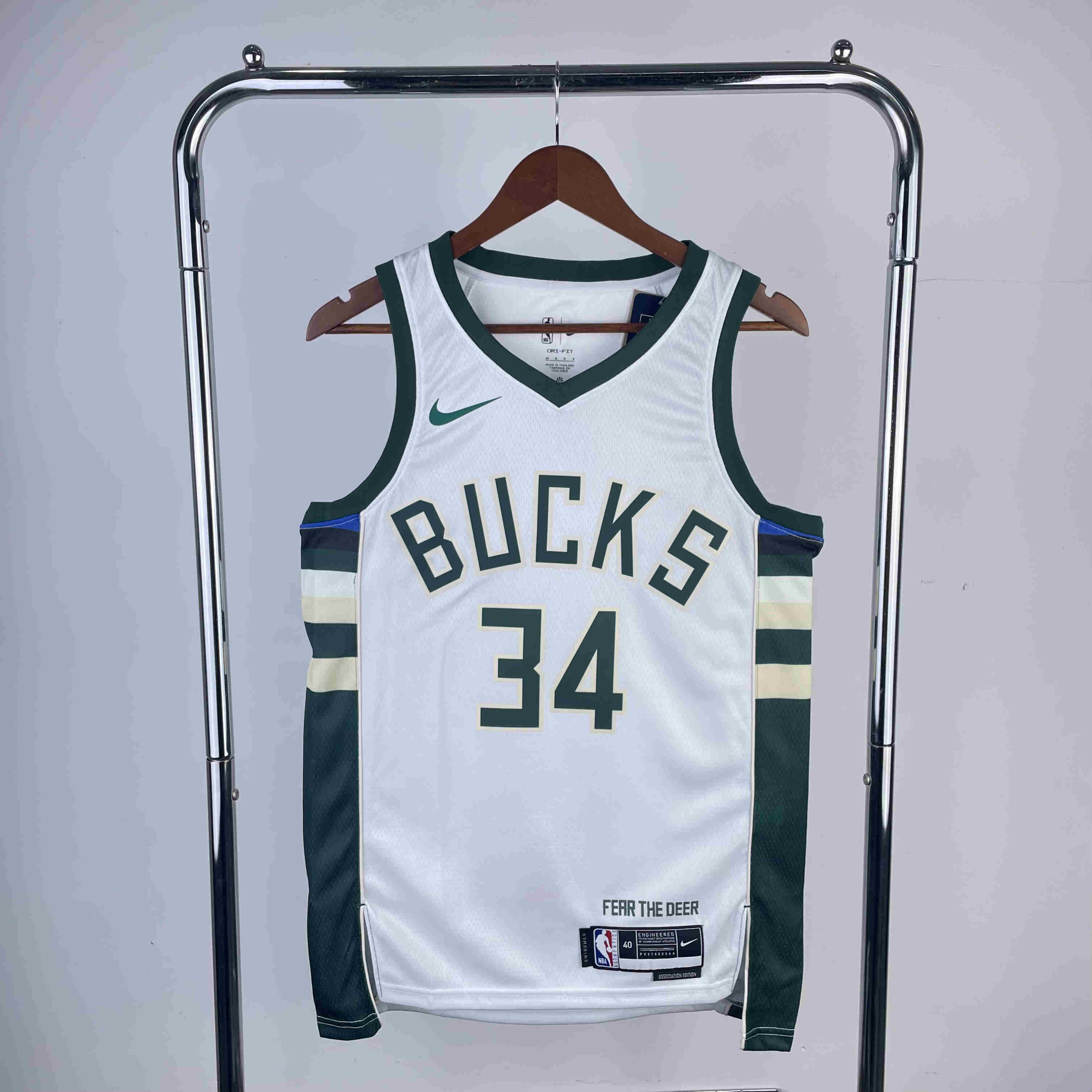 Milwaukee Bucks NBA Jersey  Antetokounmpo 34 white home