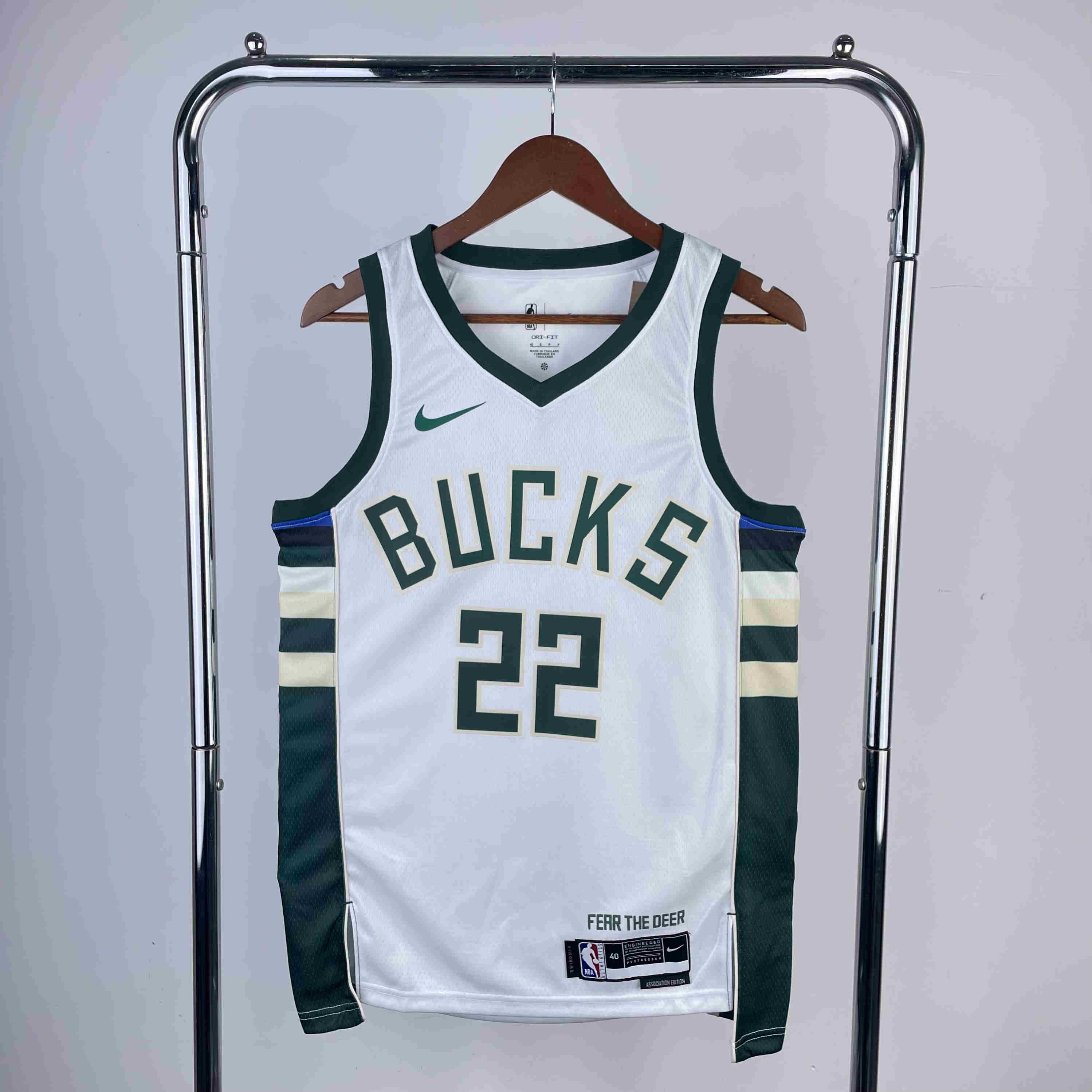 Milwaukee Bucks NBA Jersey   Middleton  22 Rice white