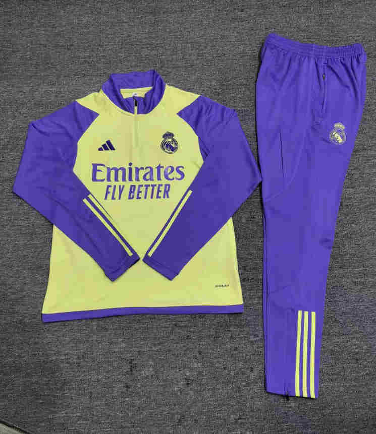 2023-2024  Real Madrid adult  Adult Long Sleeve Half Pull Training Suit Set