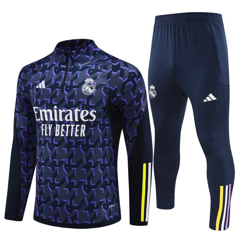 2023-2024  Real Madrid adult  Adult Long Sleeve Half Pull Training Suit Set