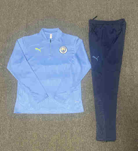 2024-2025  Manchester city   KIDS   Long Sleeve Half Pull Training Suit Set