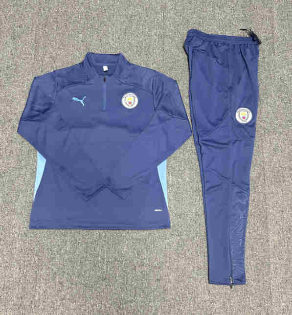 2024-2025  Manchester city   KIDS   Long Sleeve Half Pull Training Suit Set