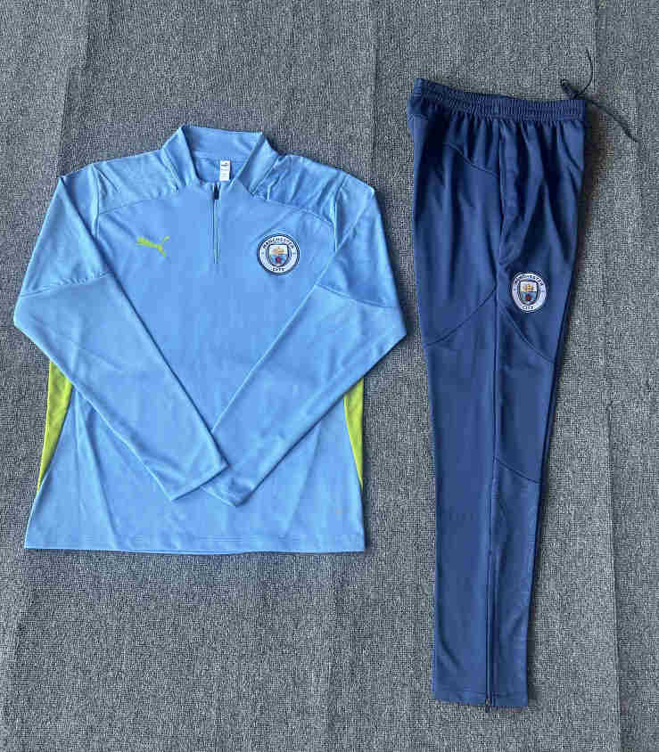 2024-2025  Manchester city   KIDS   Long Sleeve Half Pull Training Suit Set