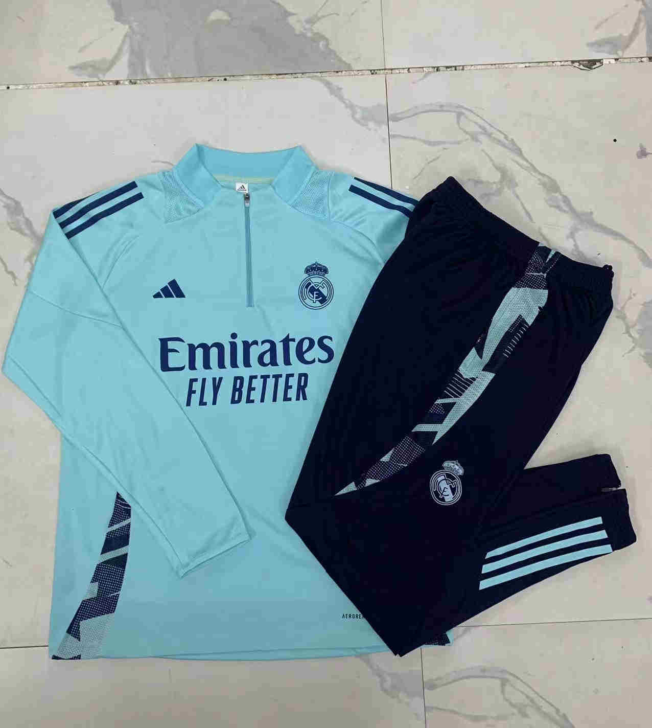 2024-2025   Real Madrid KIDS Long Sleeve Half Pull Training Suit Set 815