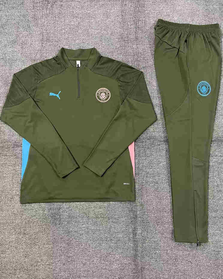 2024-2025  Manchester city   KIDS   Long Sleeve Half Pull Training Suit Set